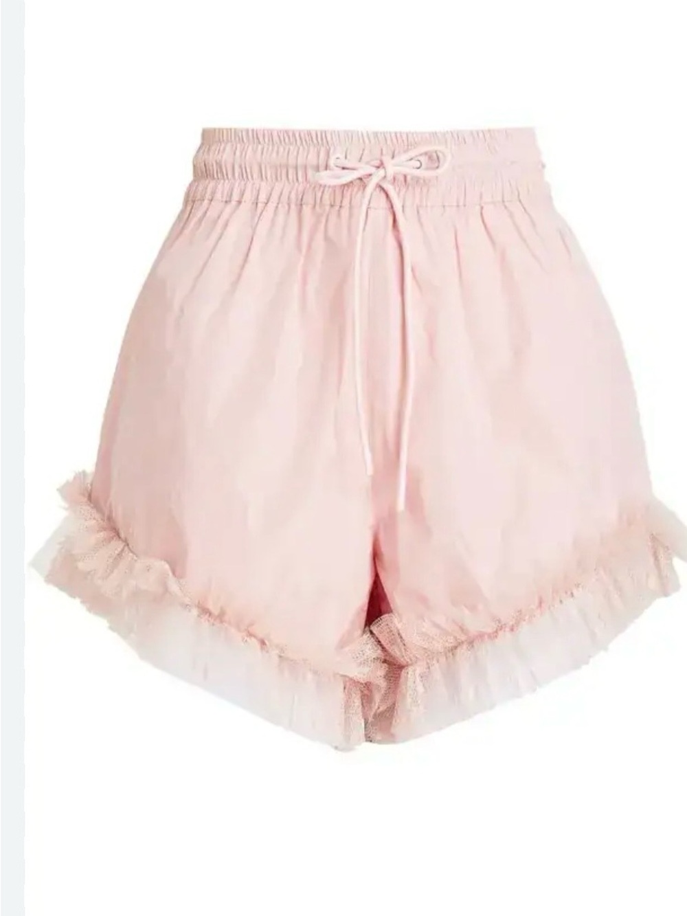 RED Valentino High-Waist Pale Pink Ruffle-Trim Shorts, US4